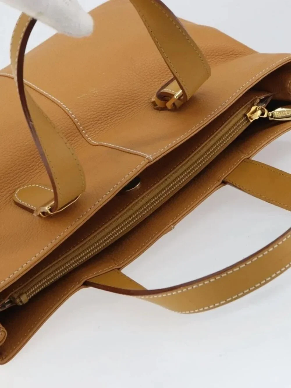 Burberrys Tote Bag Leather Beige Gold Auth 160726 - Picture 7 of 16